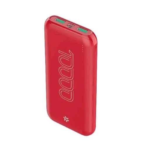Celly Powerbank Energy 10.000mAh 10 W 2A 2 x USB-A 1 x USB-C 1 x Micro USB Rosso