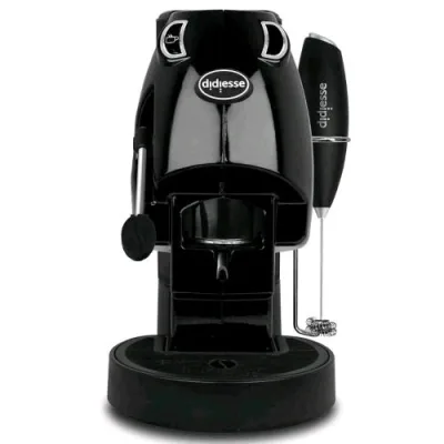 Didiesse Frog Baby Macchina da Caffe' a Cialde 44 mm 650W Serbatoio 1.3 l con Frullino e Doppio Portacialda Nero