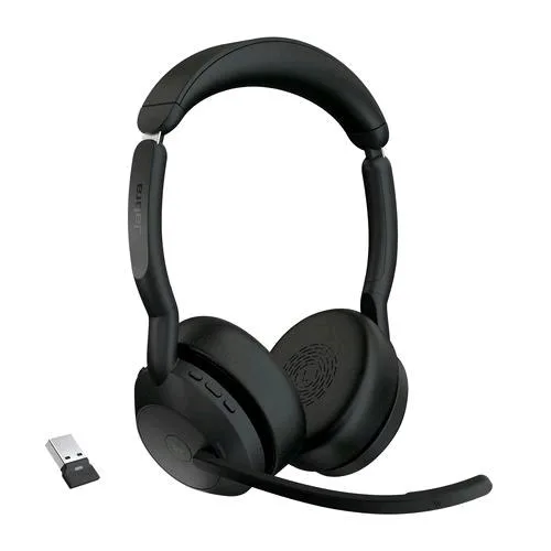 Jabra EVOLVE2 55 Cuffie con Microfono On-Ear Wireless Bluetooth Senza Fili Eliminazione Rumore Attivata Jabra Air Comfort Nero