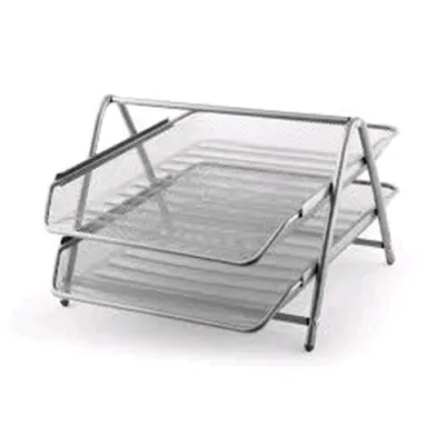Lebez Set Portacorrispondenza in Rete Metallica 2 Scomparti CM 35.5X30X21COLORE Argento