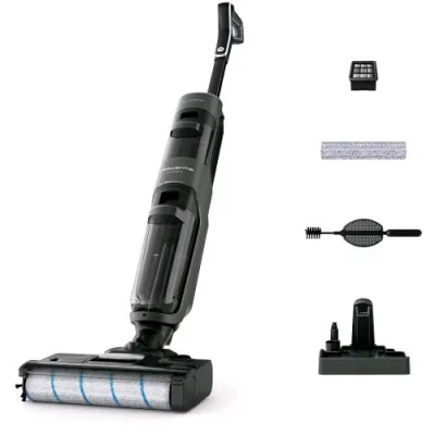 Rowenta GZ5035 Lavapavimenti Senza Fili Autonomia fino a 50 Minuti Tecnologia Smart Spazzola Laterale Doppio Serbatoio Grigio