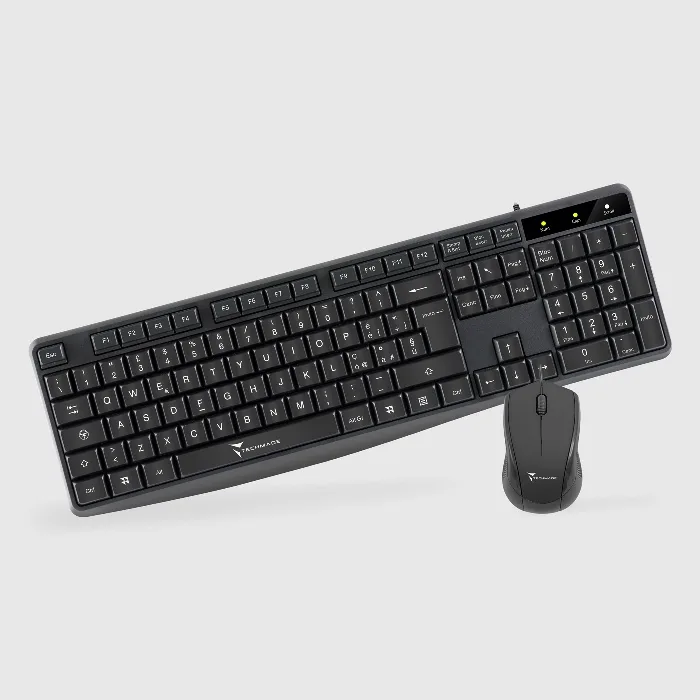 Techmade TM-KM002 Kit Tastiera + Mouse USB con Filo Nero