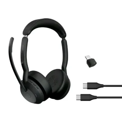 Jabra EVOLVE2 55 MS Link 380C Cuffia Wireless Bluetooth con Microfono a Padiglione per Ufficio Black