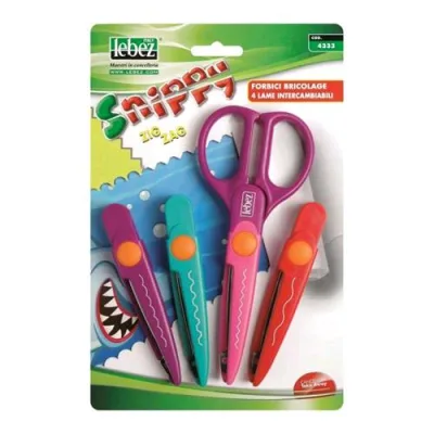 Lebez Snippy Forbice per Carta Zig-Zag 16 cm 4 in 1 Colori Assortiti