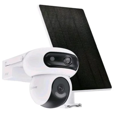Ezviz HB90 + 8W Solar Panel Telecamera da Esterno a Batteria Motorizzata Wi-Fi 2K Doppio Obiettivo 4MP+4MP Visione Notturna Controllo Vocale Audio Bidirezionale