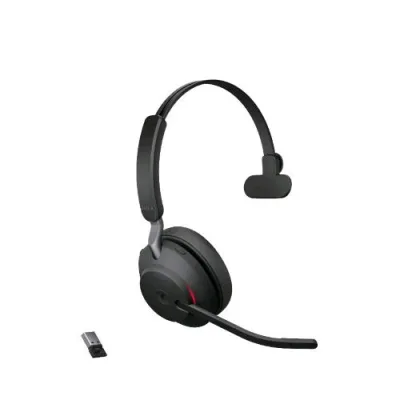 Jabra EVOLVE2 65 Cuffia Monoaurale con Microfono Wireless MS Noise Cancelling con Adattatore Bluetooth USB-A Nero