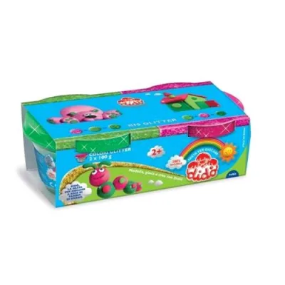 DIDO Bis Glitter Pasta da Modellare Col. Magenta/Verde Barattoli da 100 g Conf 2 pz