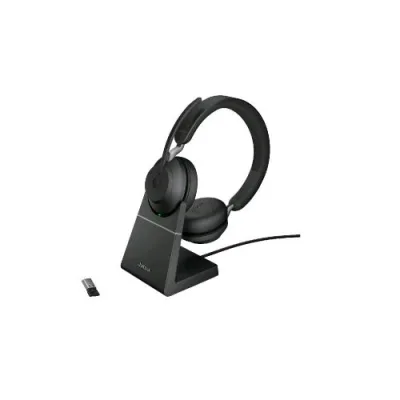 Jabra EVOLVE2 65 Cuffie con Microfono Wireless con Supporto di Ricarica Uc con Adattatore Bluetooth USB-A Nero