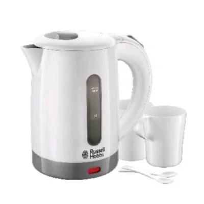 Russell Hobbs 23840-70 Bollitore Elettrico da Viaggio 1000W Capacita' 0,85 l con 2 Tazze e 2 Cucchiaini Bianco