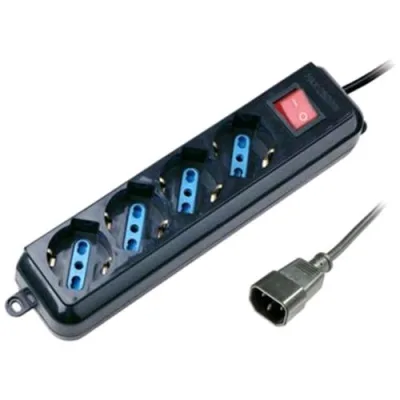 Atlantis Land P011-SL3004P-B Multipresa 4 Shuko + Interruttore Spina Iec/PC Colore Nero