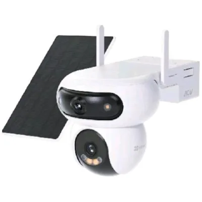 Ezviz Kit HB90X Dual 4G Telecamera Motorizzata da Esterno Doppio Obiettivo 2K 360 Gradi 4G + Wi-Fi a Batteria + Pannello Solare Visione Notturan a Colori Audio Bidirezionale Controllo Vocale