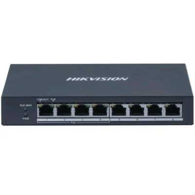 Hikvision DS-3E0508P-O Switch 8 Porte Gigabit LAN di Cui a Porte POE Totale 60 W Case in Metallo Desktop