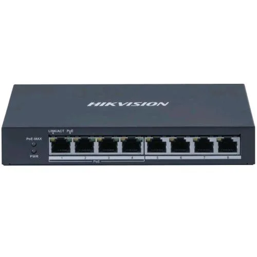 Hikvision DS-3E0508P-O Switch 8 Porte Gigabit LAN di Cui a Porte POE Totale 60 W Case in Metallo Desktop