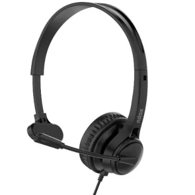 Nilox Cuffia Mono Professionale con Tecnologia Enc USB-C con Adattatore a USB-A Microfono Ruotabile Controlli Sul Cavo 2 m Nero