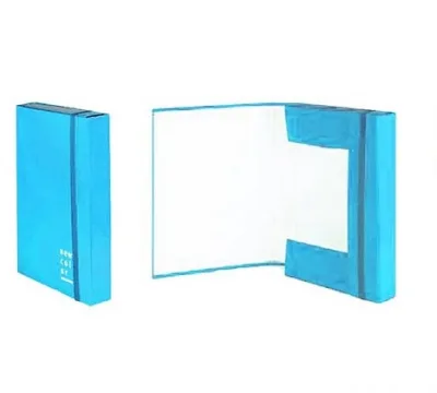 Brefiocart New Color Cartelle C/Elastico Piatto in Cartoncino Plastificato 250X350MM A4 Dorso 3cm Col. Blu