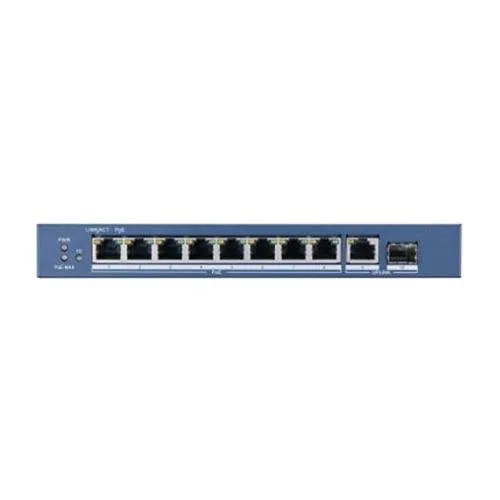 Hikvision DS-3E0510P-E Switch di Rete Non Gestito Gigabit Ethernet 10/100/1000 Mbps 9XRJ-45 Full Duplex Supporto POE Blu