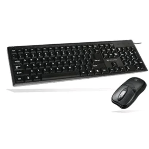 Atlantis Land P013-WK608M-U Combo Kit Tastiera USB + Mouse USB Ottico 3 Tasti con Scroll Nero