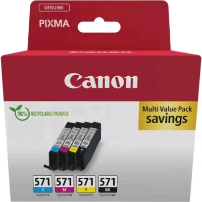 Canon Cli-571 Multipack C/M/Y/BK Sec 4 Cartucce Nero Ciano Magenta Giallo