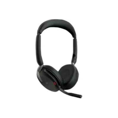 Jabra EVOLVE2 65 Flex MS Stereo Cuffie con Microfono On-Ear Bluetooth Eliminazione del Rumore USB-A Cerificate per I Team Microsoft Nero