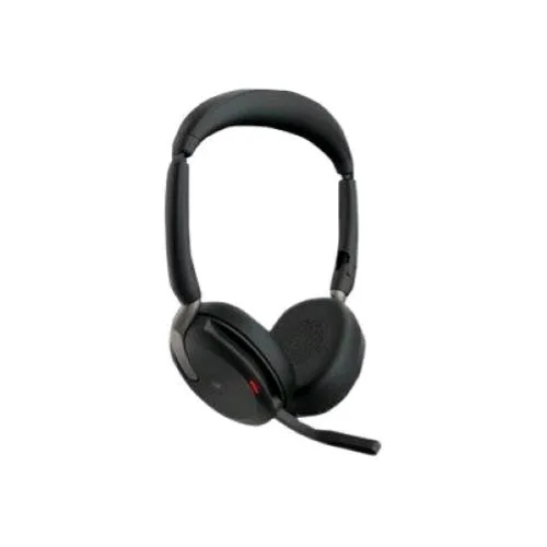 Jabra EVOLVE2 65 Flex MS Stereo Cuffie con Microfono On-Ear Bluetooth Eliminazione del Rumore USB-A Cerificate per I Team Microsoft Nero