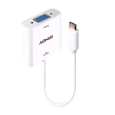 Lindy 43355 Cavo Adattatore da USB-C Maschio a VGA (D-Sub) Femmina Bianco