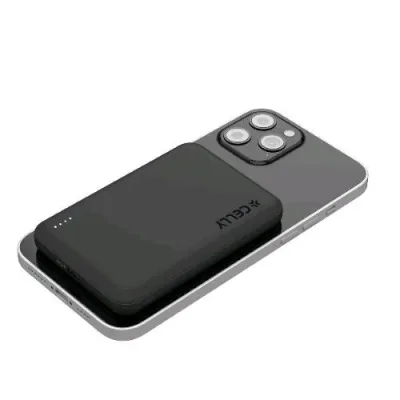 Celly Powerbank Wireless Magsafe 5.000mAh 15 W Porta USB-C Bidirezionale Indicatori LED Nero