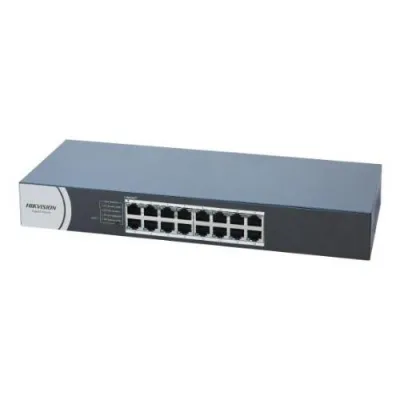 Hikvision DS-3E0516R-O Switch Non Gestito 16 Porte Gigabit in Acciaio Montabile su Rack