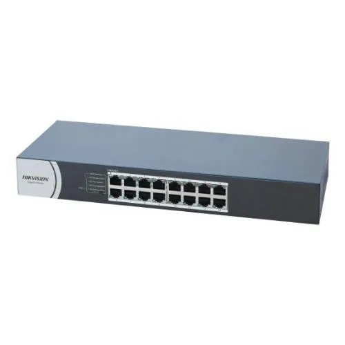 Hikvision DS-3E0516R-O Switch Non Gestito 16 Porte Gigabit in Acciaio Montabile su Rack