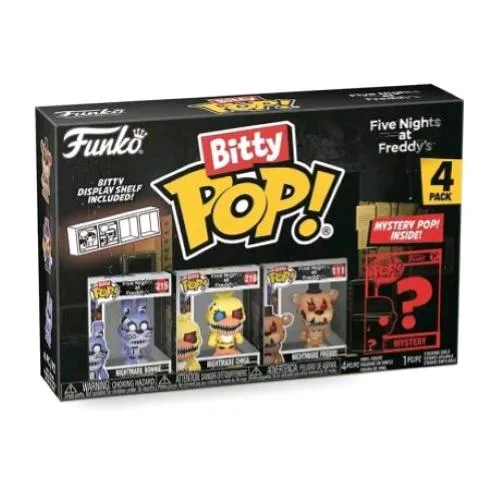 Funko Pop Bitty Pop Five Nights At Freddy's 4PK Nightmare Bonnie Nightmare Chica Nightmare Freddy e una Figura Misteriosa a Sorpresa