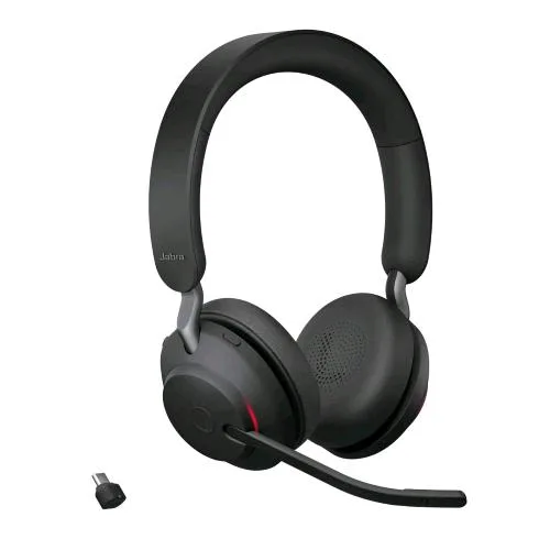 Jabra EVOLVE2 65 Uc Cuffie con Microfono Bluetooth 5.0 Ticevitore USB Tipo C e Base di Ricarica Nero