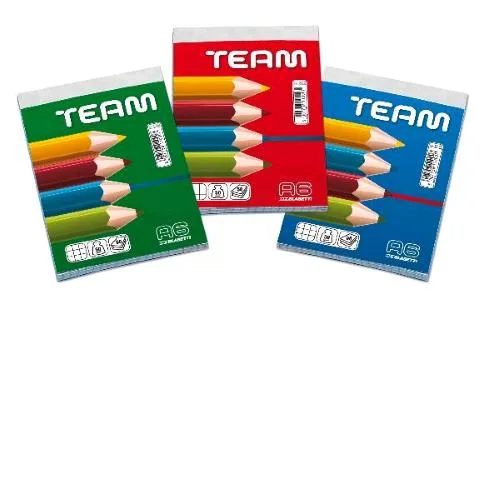 Blasetti Team A6 Blocco Punto Metallico 105X148 mm 50 g 50 Fogli a Quadretti 5M Colori Assortiti Conf 10 Pz.