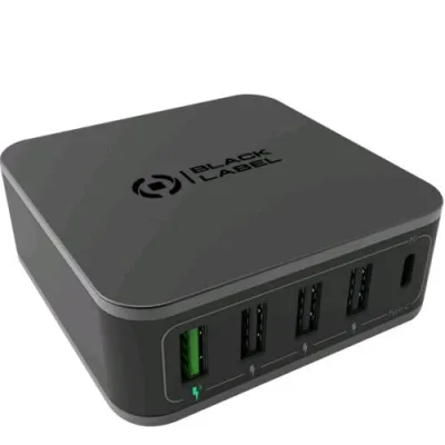 Celly Powerstation Power Delivery 60 W Ricarica fino a 5 Dispositivi Contemporaneamente 4 x USB-A 1 x USB-C Nero