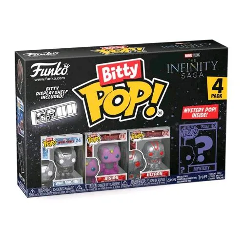 Funko Pop Bitty Pop Iron Man 4PK War Machine Vision Ultron e una Figura Misteriosa a Sorpresa