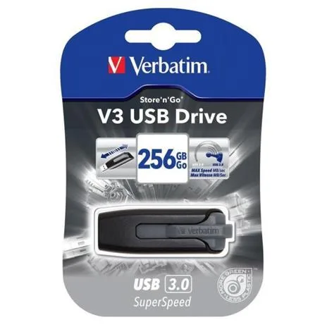 Verbatim V3 Chiavetta USB 3.0 256GB Nero Garanzia Italia (49168)