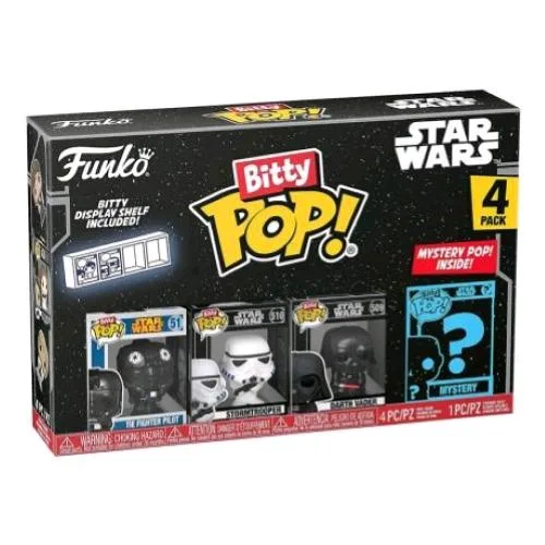 Funko Pop Bitty Pop Star Wars 4PK Darth Vader Stormtrooper The Fighter Pilot e una Figura Misteriosa a Sorpresa