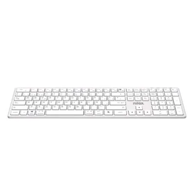 Nilox Keyboard Tastiera Alluminio Dual Wireless + Bluetooth Batteria Integrata Layout Italiano 105 Tasti Argento