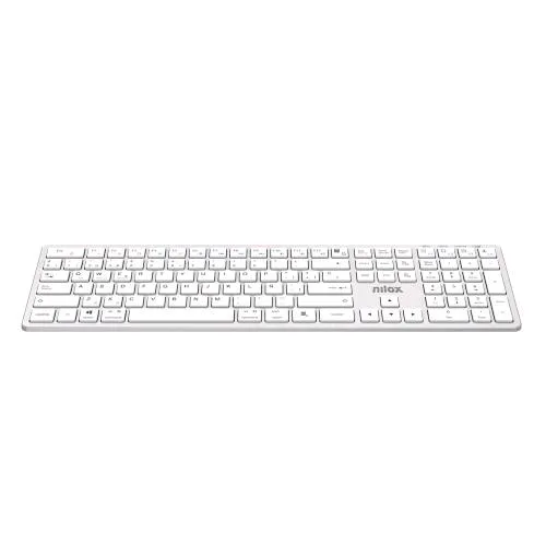 Nilox Keyboard Tastiera Alluminio Dual Wireless + Bluetooth Batteria Integrata Layout Italiano 105 Tasti Argento