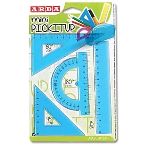 ARDA Mini Kit Disegno 45°12 cm + 60°/12 cm + R15 cm + 180° 10 cm
