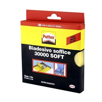 Pattex 30000 Soft Nastro Biadesivo Soffice Bianco 25MMX10M