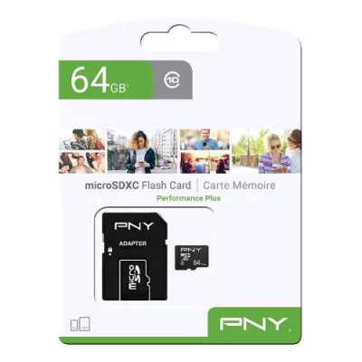 PNY Micro SD 64GB Performance Plus Classe 10 Nero