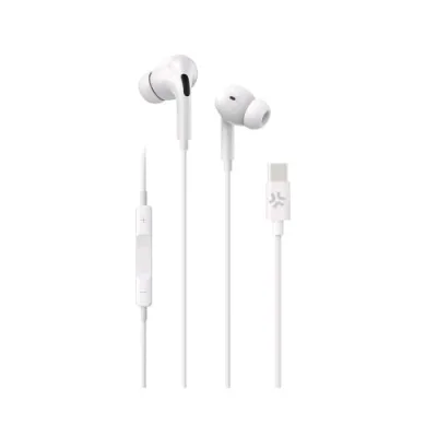 Celly PROCOMPACT2 Auricolare con Microfono a Filo USB-C Controllo Chiamate e Volume/Musica 1.2 m Bianco