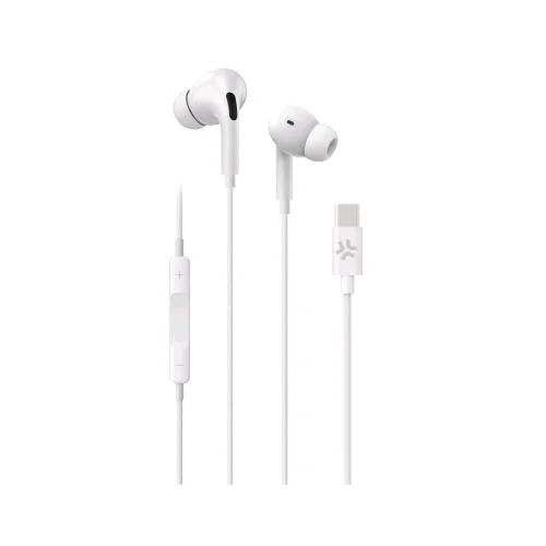 Celly PROCOMPACT2 Auricolare con Microfono a Filo USB-C Controllo Chiamate e Volume/Musica 1.2 m Bianco