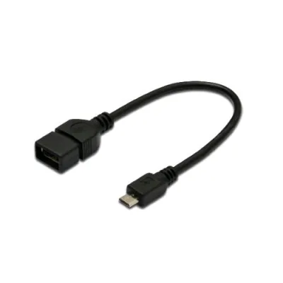 Digitus Cavo Adattatore OTG USB 2.0 Femmina a Micro USB Maschio 0,20 m Nero