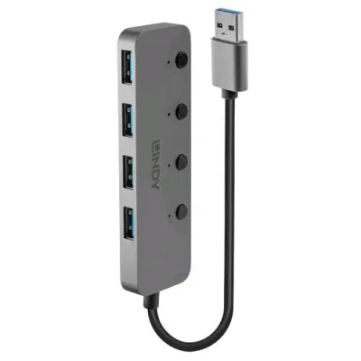 Lindy Hub 4 Porte USB-A 3.2 GEN1 Mbit/S Grigio