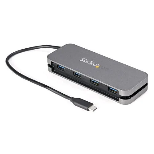 Startech Hub USB-C a 4 Porte USB-A 3.0 Adattatore Alimentato Via Bus Grigio Nero