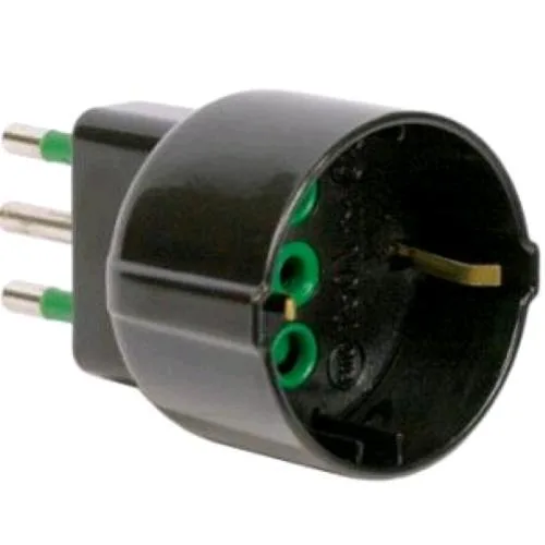 LINK Adattatore Presa Tedesca Bipolare Shuko Spina Italiana Tripolare 10 A Nero