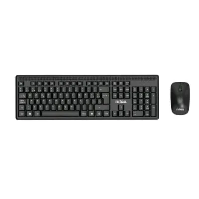 Nilox Kit Tastiera 105 Tasti Layout Italiano + Mouse Wireless 3 Pulsanti 1600 DPI Nero