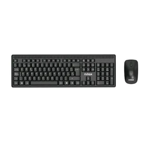 Nilox Kit Tastiera 105 Tasti Layout Italiano + Mouse Wireless 3 Pulsanti 1600 DPI Nero