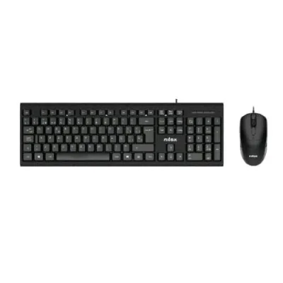 Nilox Kit Tastiera 105 Tasti USB Layout Italiano + Mouse Ottico 3 Pulsanti 1200 DPI USB Cavo 1.5 m Nero