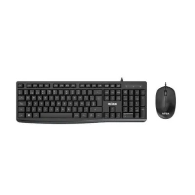 Nilox Kit Tastiera USB-A 105 Tasti Layout Italiano + Mouse Ottico 3 Tasti 1.200 DPI Cavo 1.5 m Nero